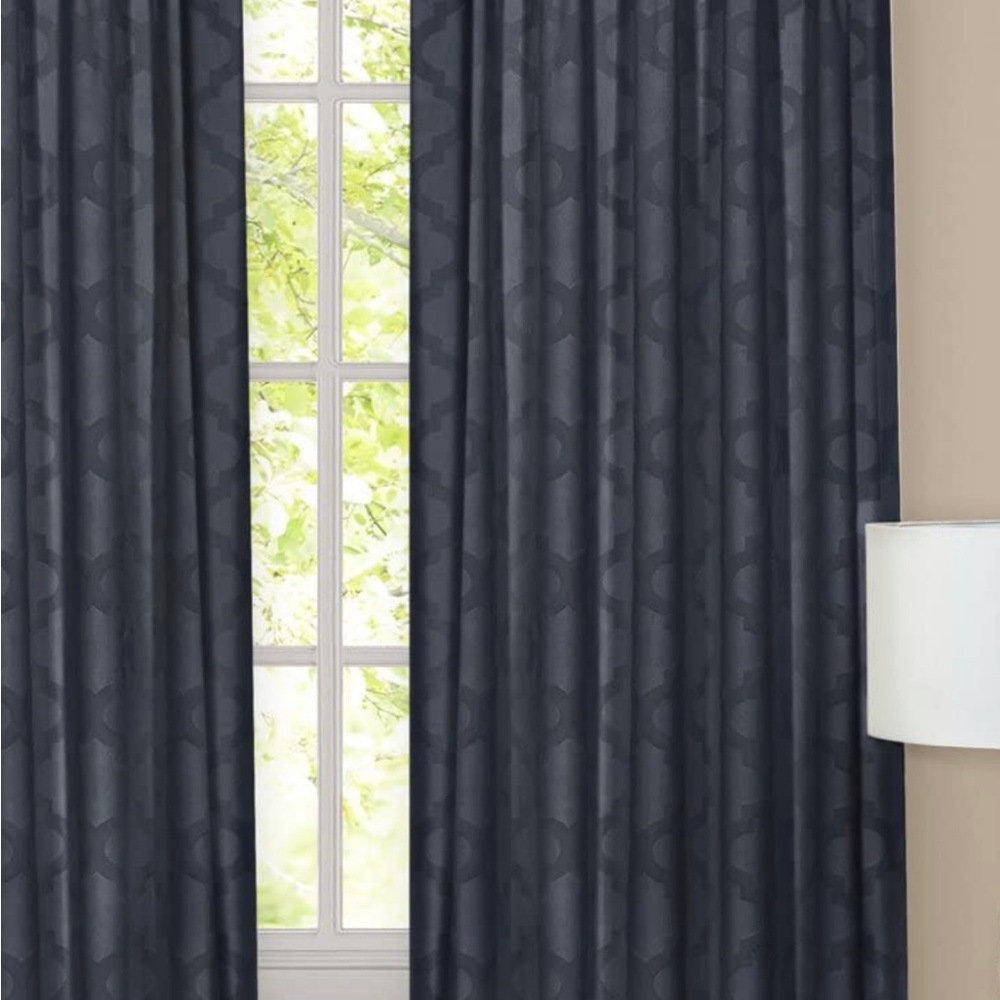 NWT-Windsor Home Furnishings Soft Window 2 Panels, 34 x 63 in, Navy
